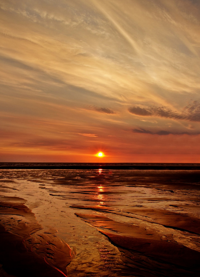 another sunset view at Blackpool beach uk