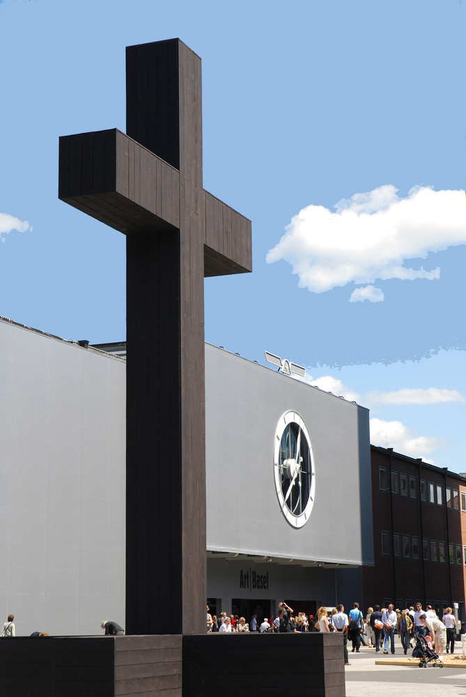 Another view of the cross in front of the Messe Basel - Art 2009