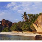 Anse Source d'Argent bei Sonnenuntergang