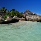 Anse Source D'Argent - Panorama besteht aus 9 Hochkant Fotos.