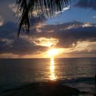 Anse Source de Argent im Sonnenuntergang