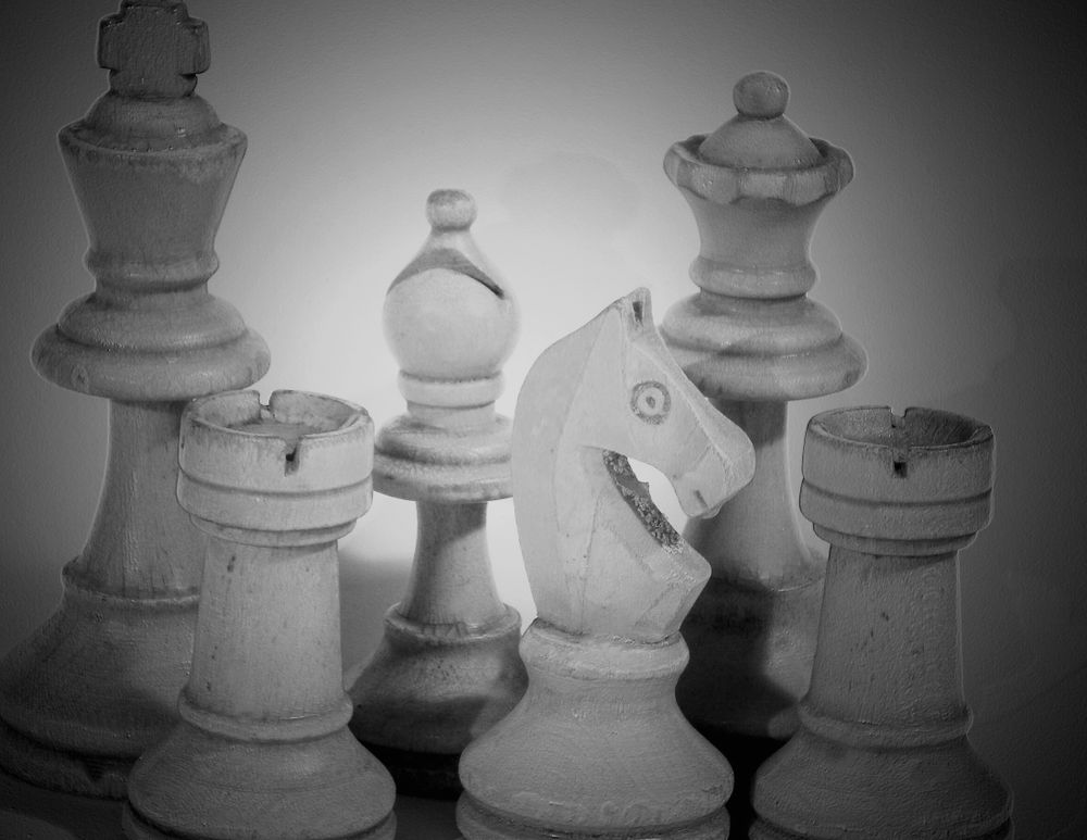antike Schachfiguren sw