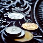 antique table & gold buttons