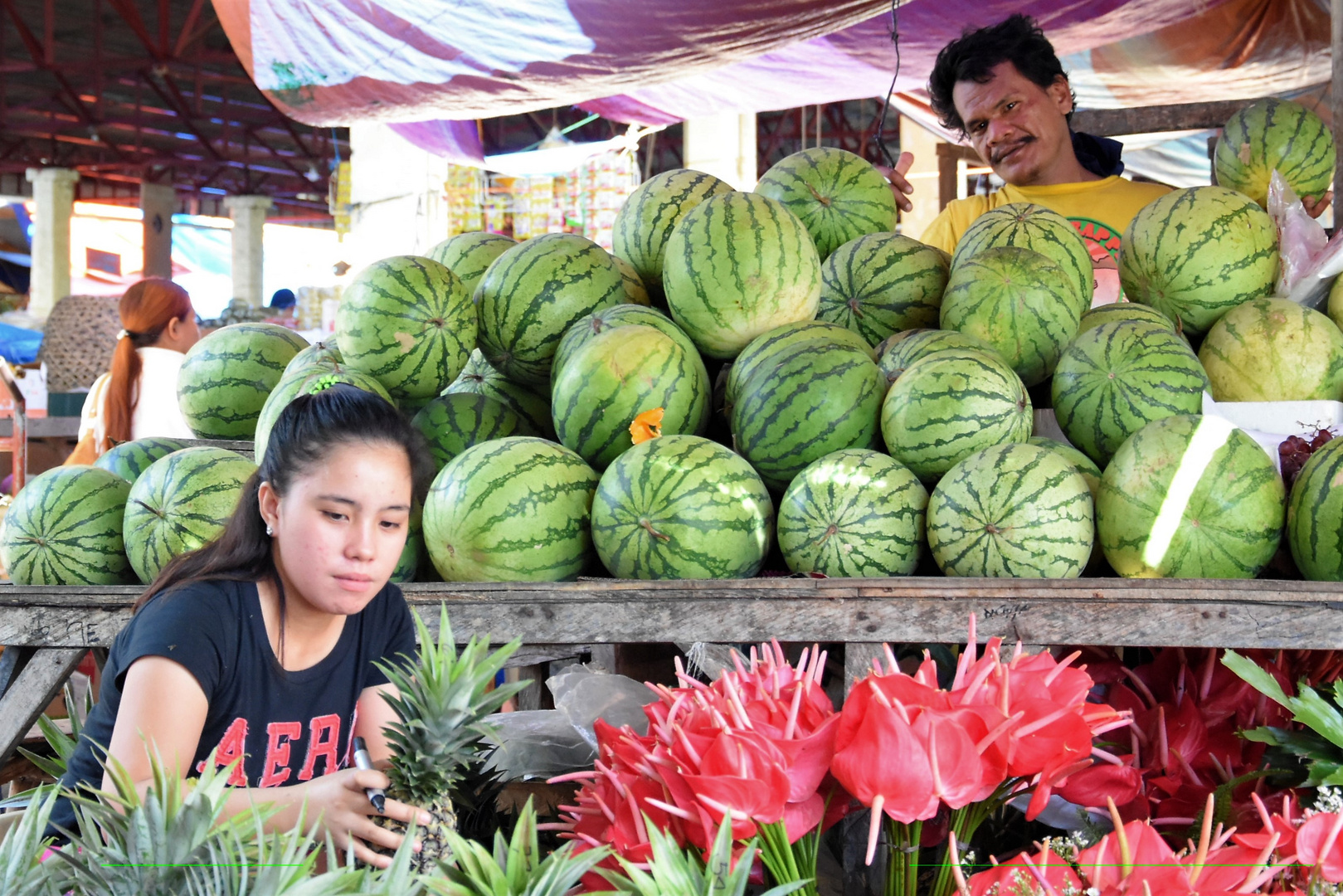 Anturios with watermelons