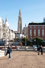 Antwerp seen from Sea Front at Ernest van Dijckkaai/Koornmarkt