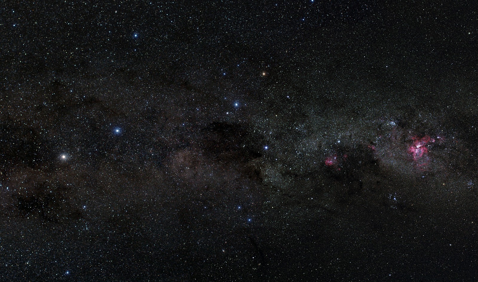 Apha Centauri, Kreuz des Südens und Eta-Carina-Nebel