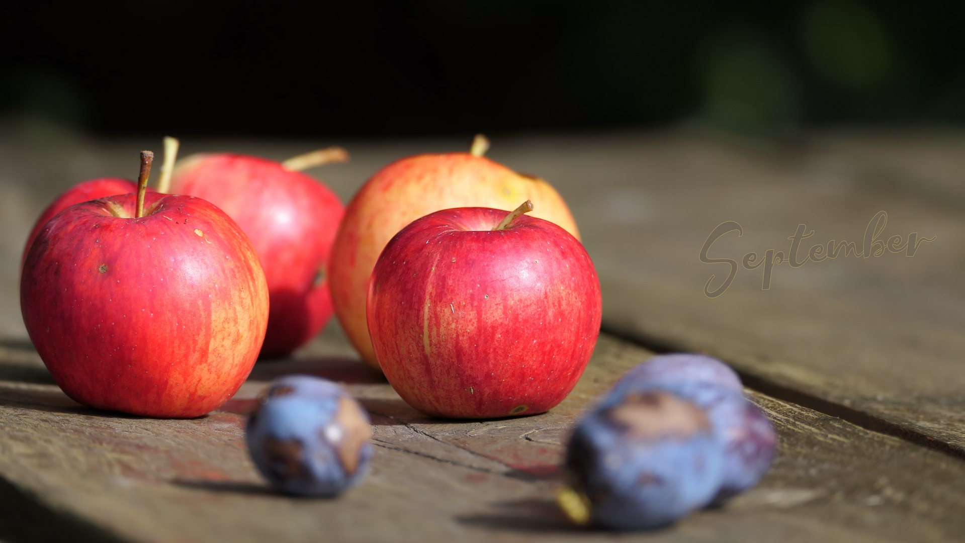 ... apples on the garden table