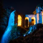 Aquädukt im Bergpark Wilhelmshöhe während der beleuchteten Wasserspiele, Kassel