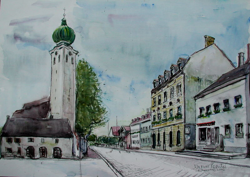 Aquarell: Alt Ramersdorf (München)