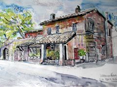 Aquarell: Cantina an der Via Appia Antica