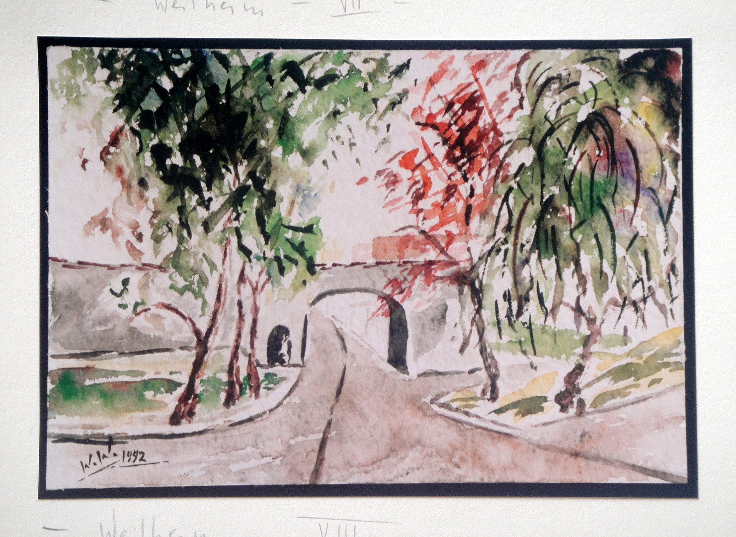 - Aquarell - Das südliche Stadttor von Weilheim in Oberbayern - in Privatbesitz - 1992 - WM VIII /XV