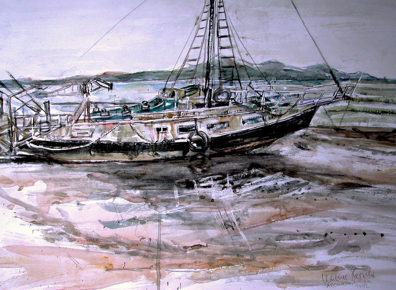 Aquarell: Gestrandet in Alcudia - Mallorca