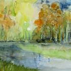 Aquarell Herbstwald