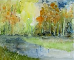 Aquarell Herbstwald