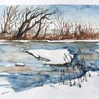 Aquarell Ingering im Winter