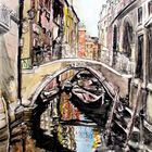 Aquarell: Kanal in Venedig