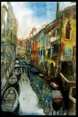 Aquarell: Kanal in Venedig