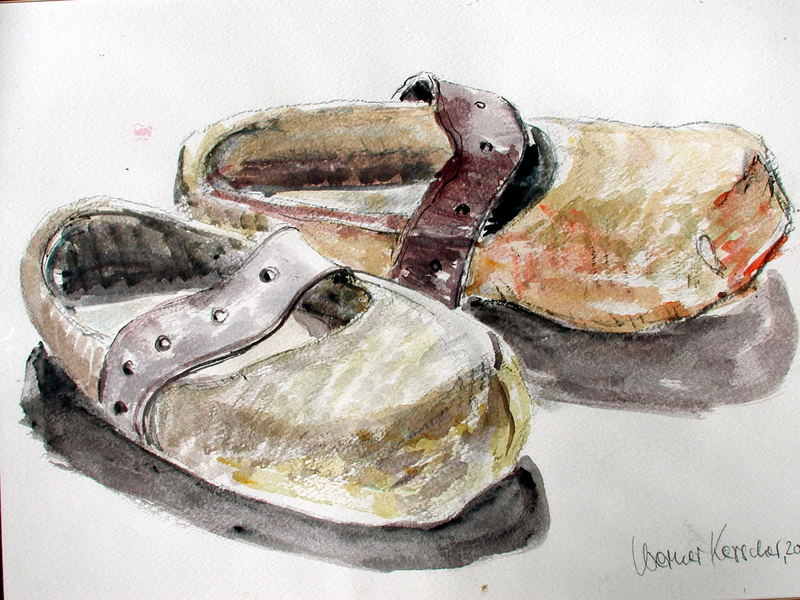 Aquarell: Klompen oder Holzschuhe