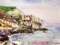 Aquarell: Manarola in den Cinque Terre