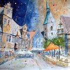 Aquarell: Rathaus und St. Martini in Stadthagen