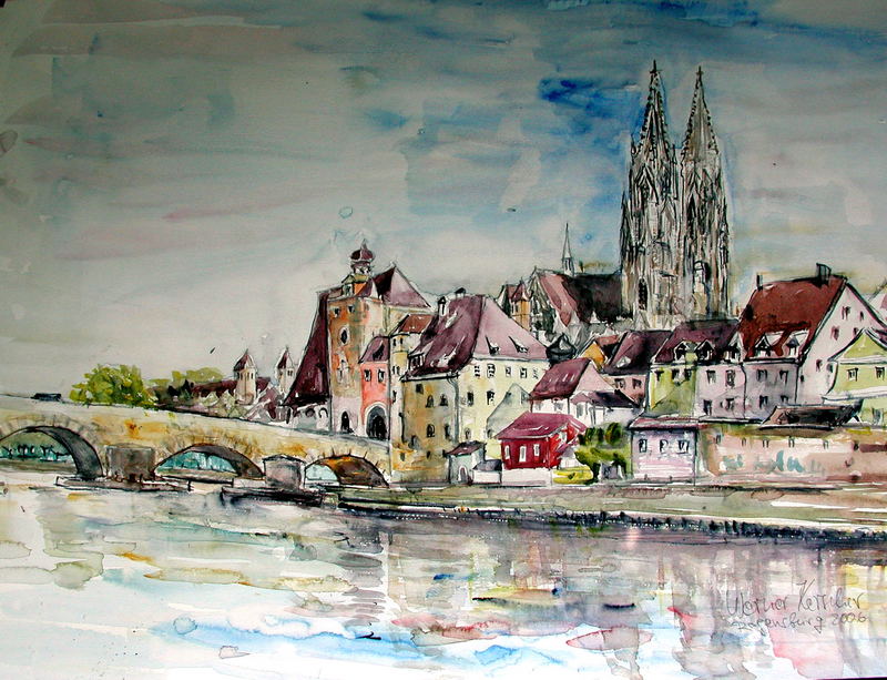 Aquarell: Regensburg