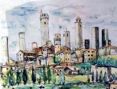 Aquarell: San Gimignano - Toscana