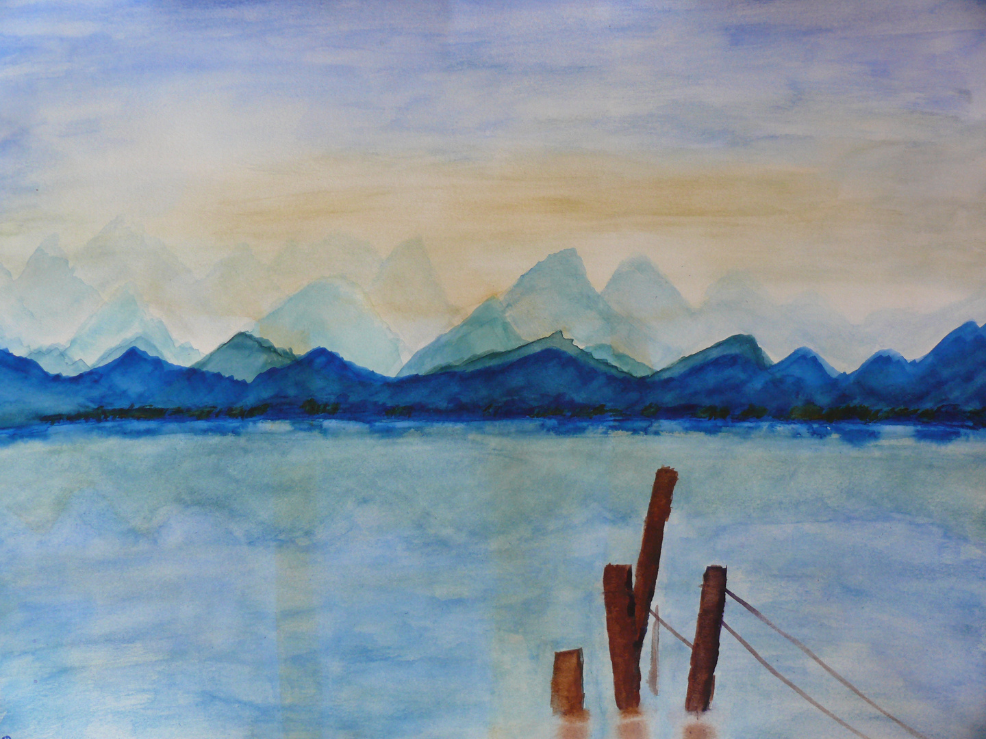 Aquarell "See und Berge" (c) 2013 by Rolf Jörg Schmidt