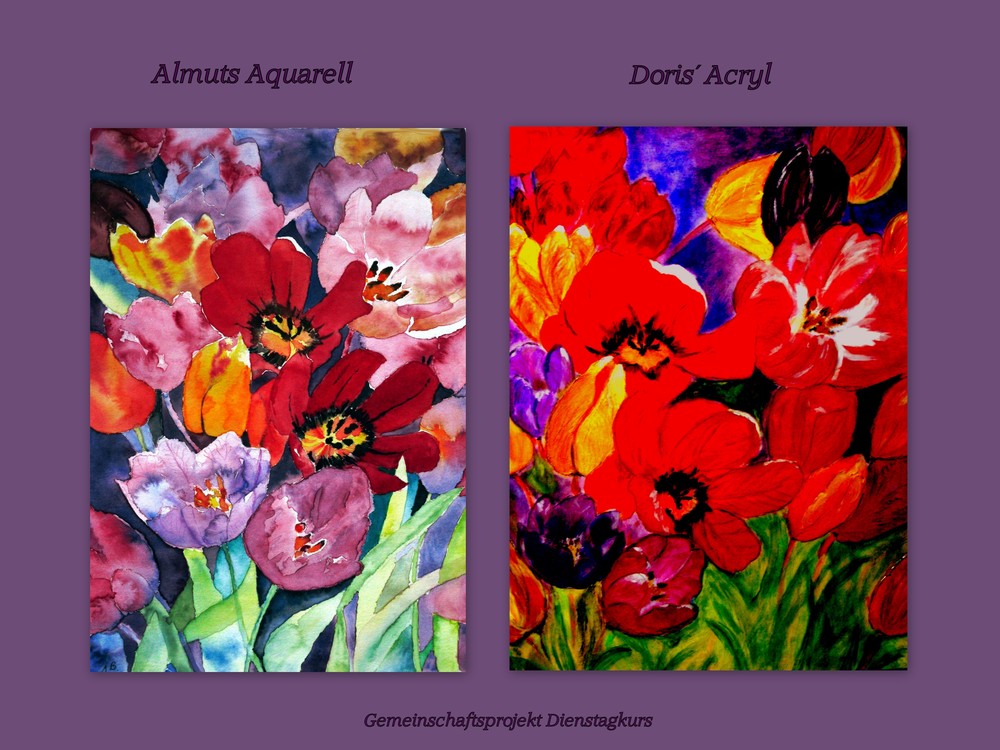 Aquarell- und Acryltulpen