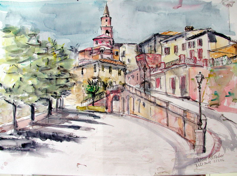 Aquarell von Bellante - Abruzzen Italien