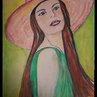 Aquarelle Bilder Frau mit Hut