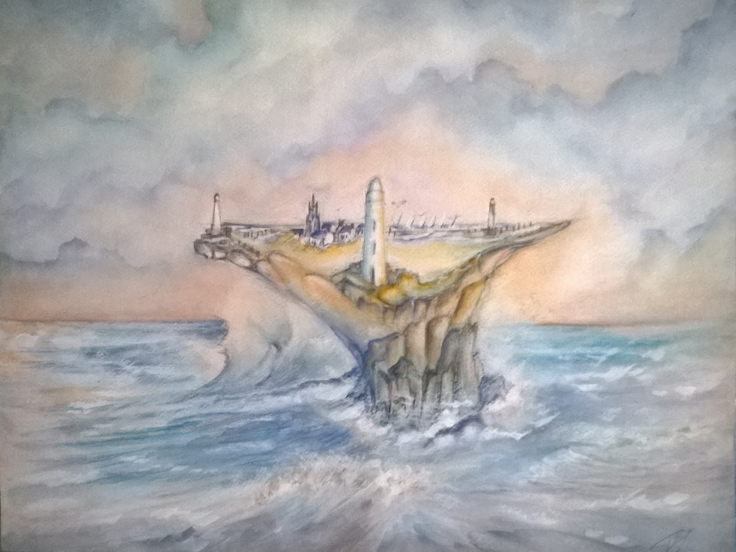 Aquarelle  ILE DE RE HOMMAGE A DALI 