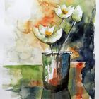 Aquarell_Topf mit 3 Blumen_MARABU220_30x42