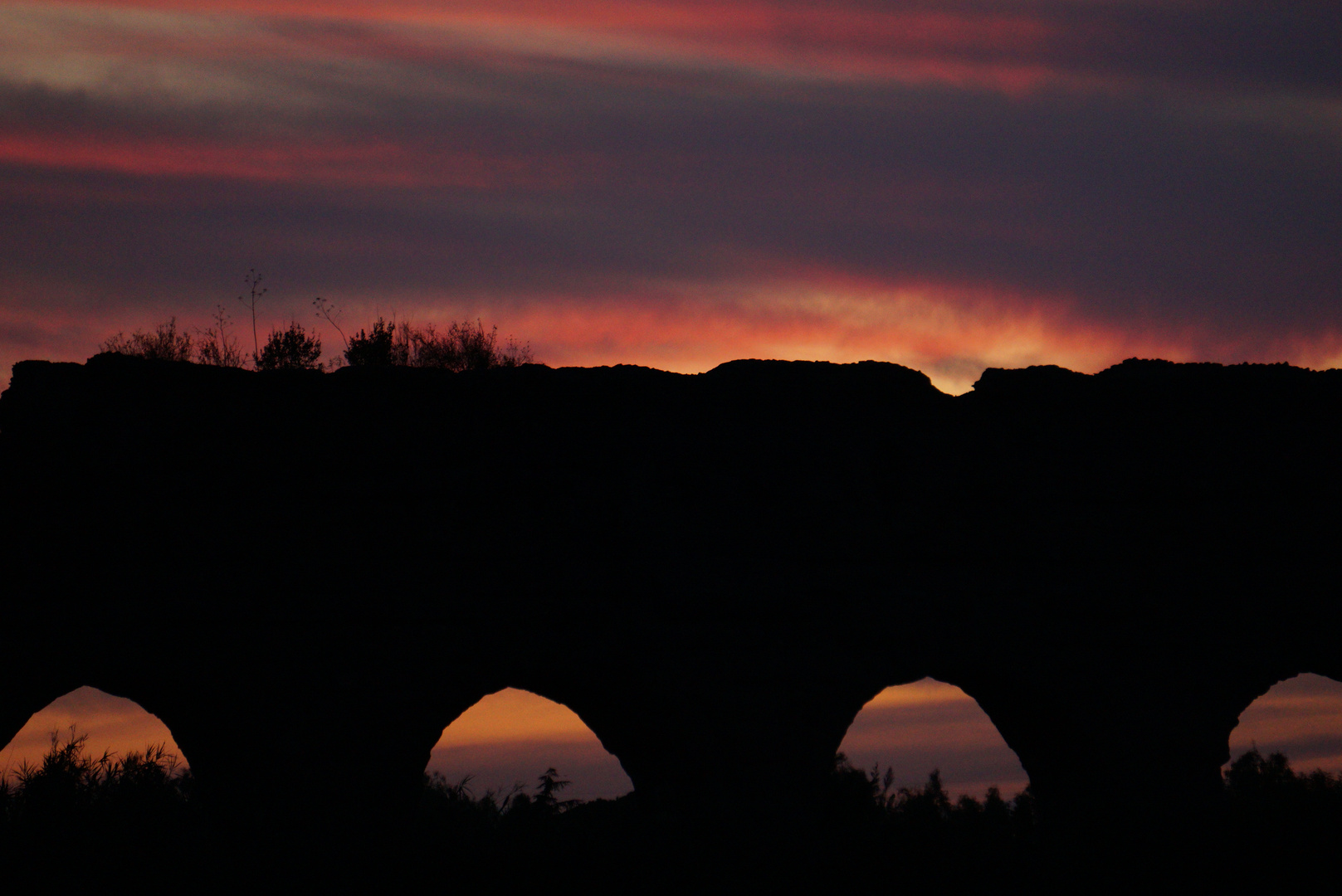 Aqueduct in sunset