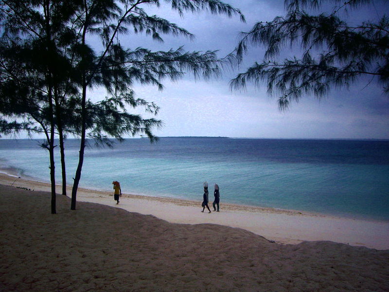 Arbeiter am Strand bei Dar