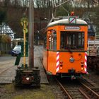 Arbeitswagen abgestellt vor dem Straßenbahnmuseum Wuppertal-Kohlfurth