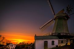 Arberger Mühle im Sonnenuntergang