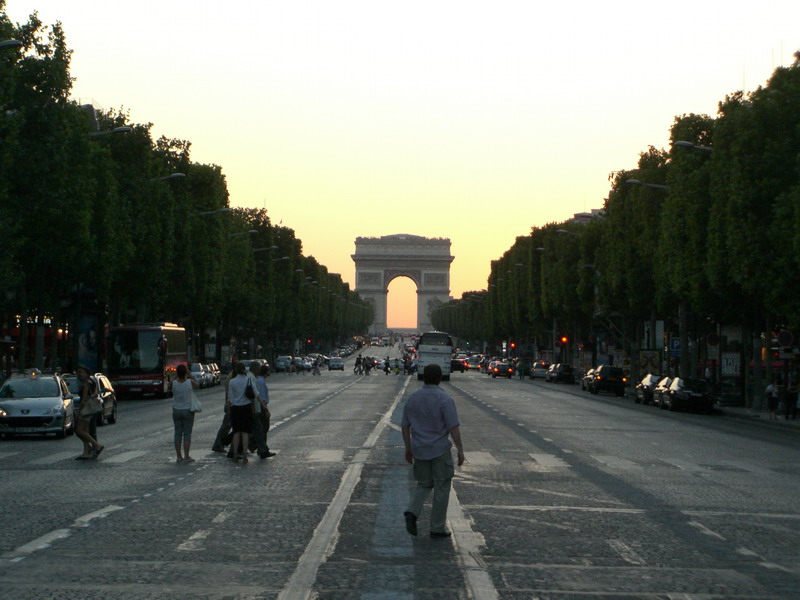 Arc de Triomphe, from mid of Avenue des Champs Elysees