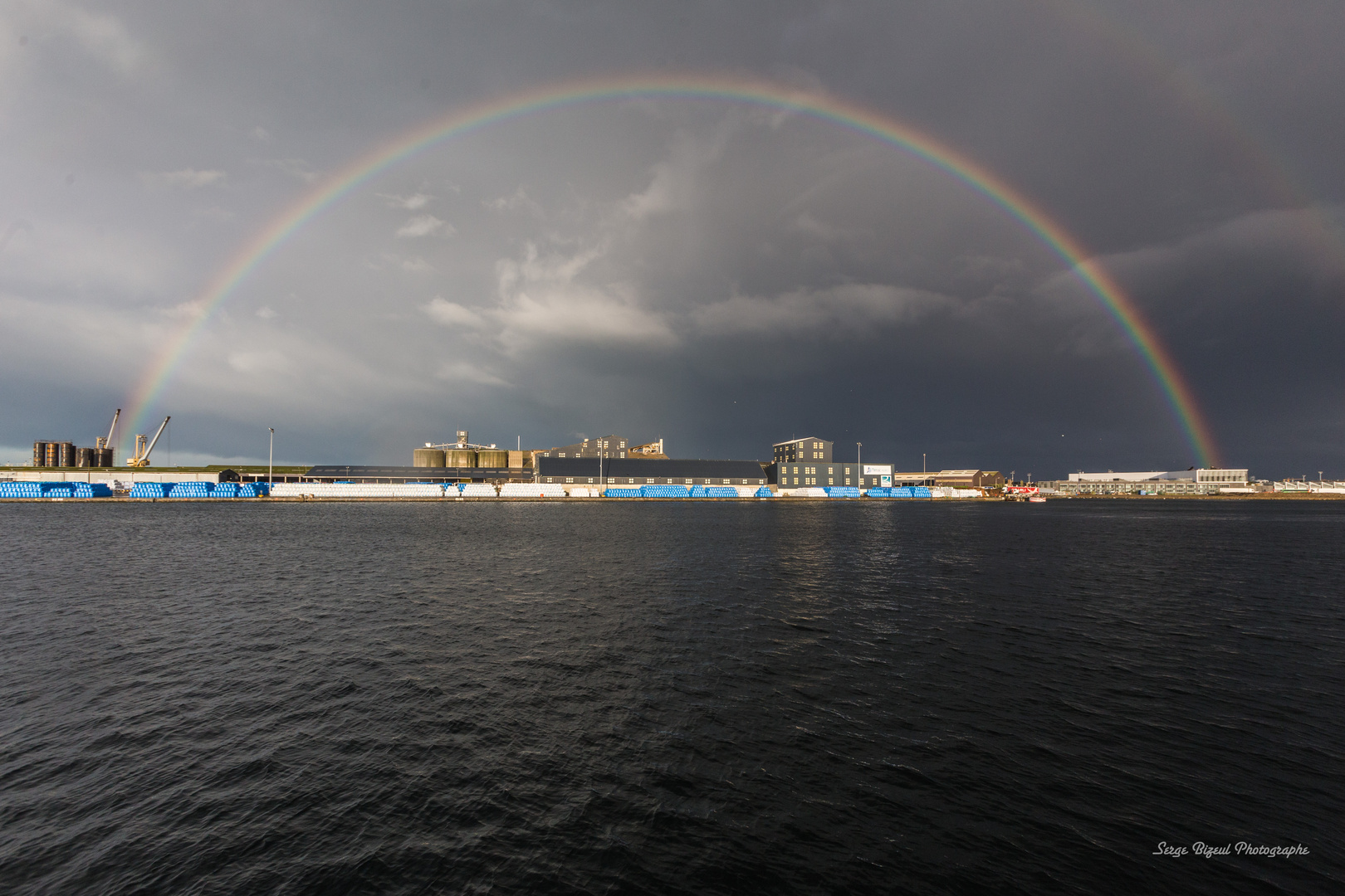 arc en ciel sur le Bassin Bouvet à Saint Malo