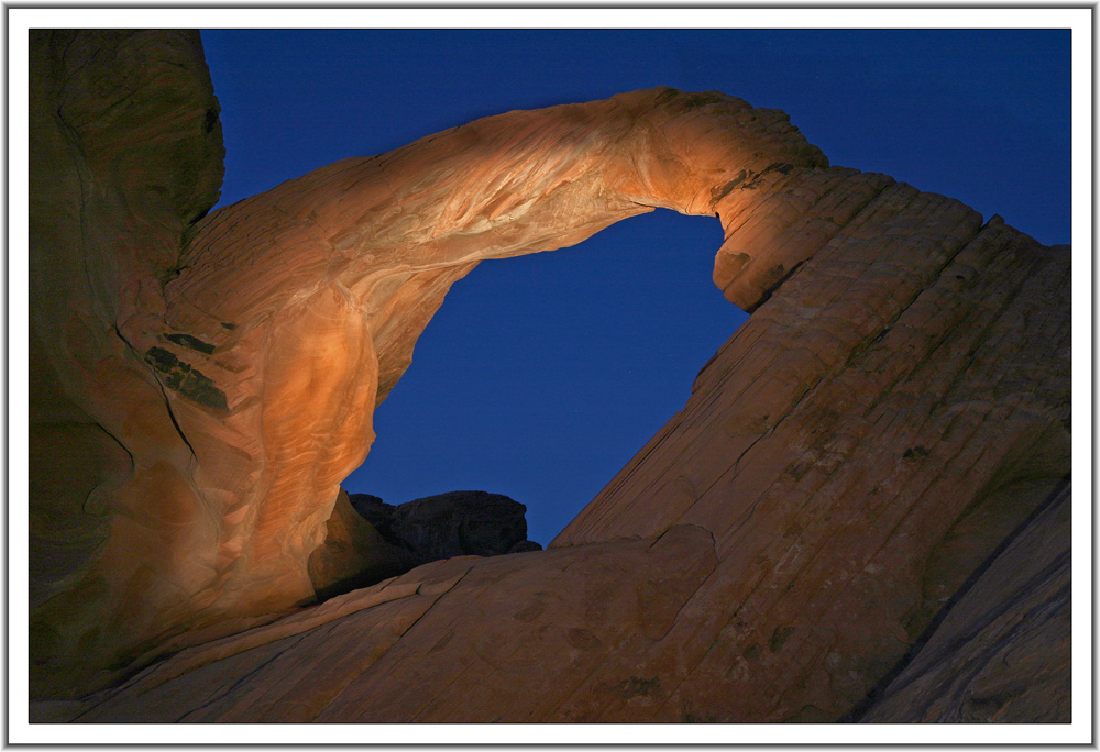 Arch rock at night