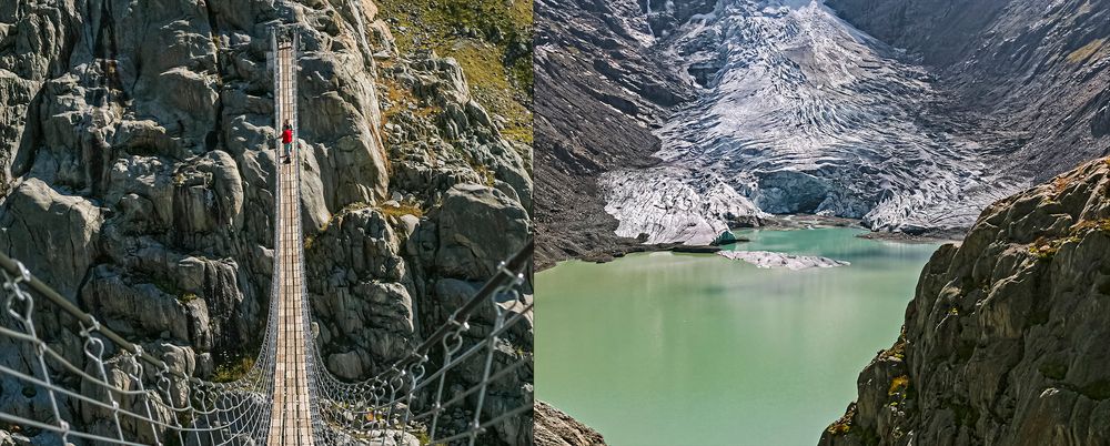 Archivbild 2005: ALTE Triftbrücke und Triftgletscher