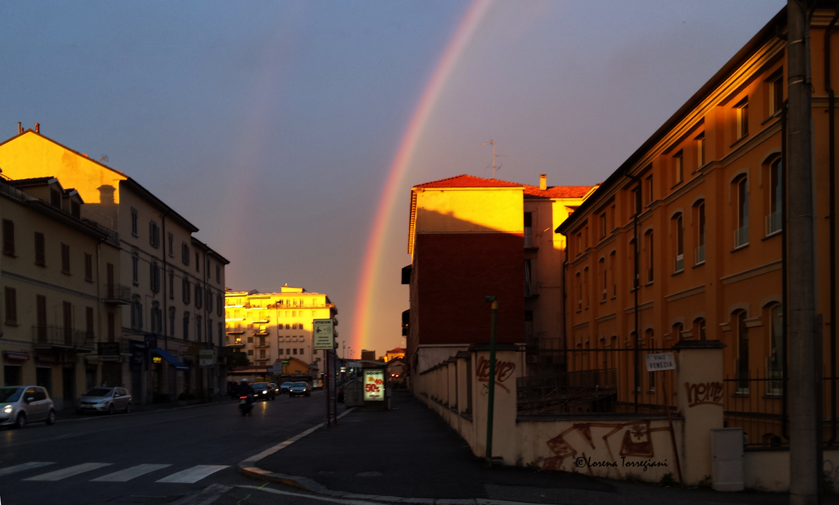 arcobaleno al tramonto