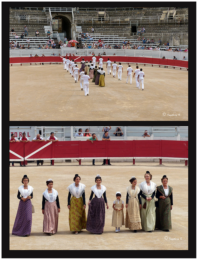 Arles - Amphitheater - Einzug der Gladiatoren mit frauen und Kind