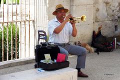 Arles - Musikant vor dem römischen Theater