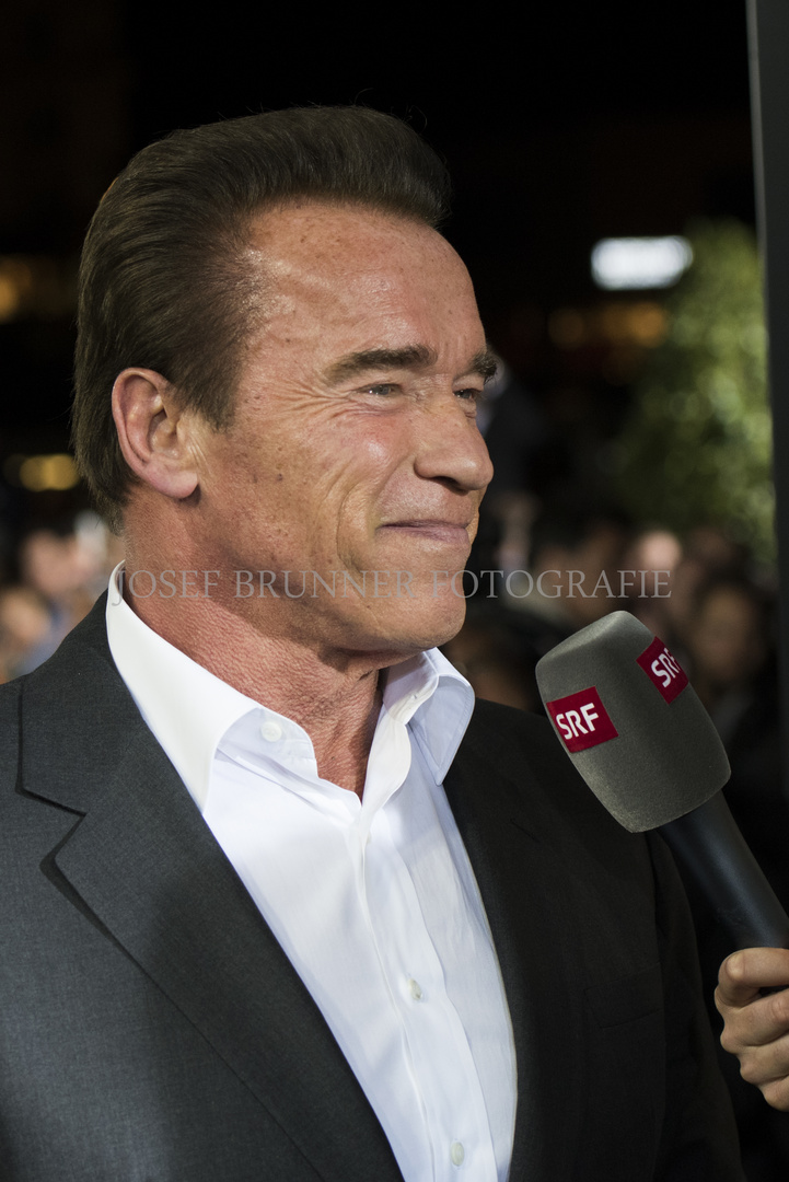 Arnold Schwarzenegger zeigt sich bei guter Laune.