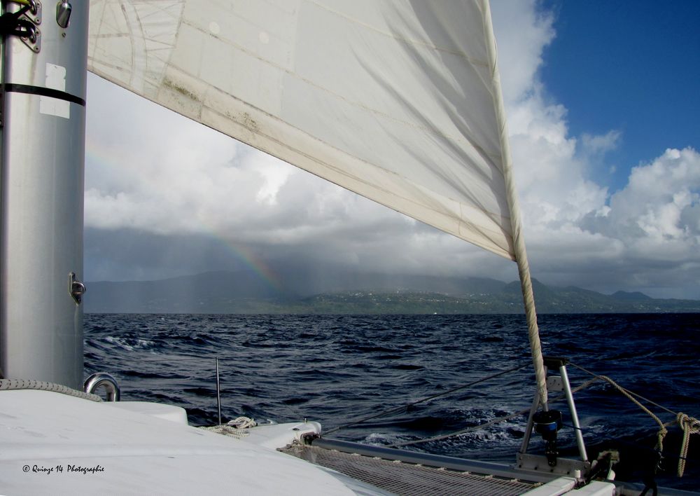 Arrivée en catamaran sur la Guadeloupe.