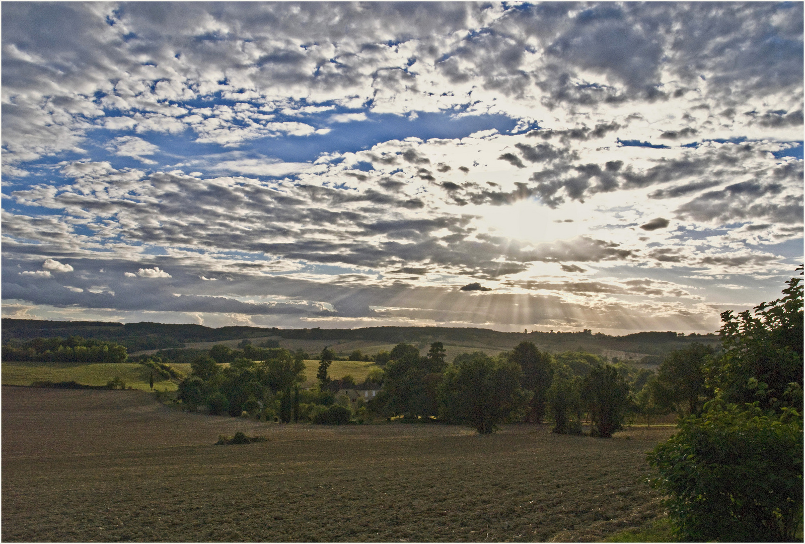 Arrosage lumineux sur le paysage