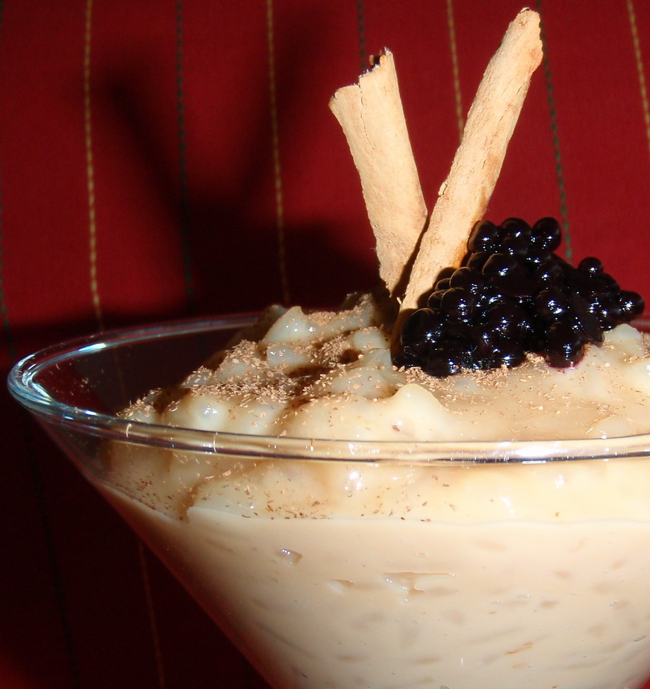 Arroz con Leche Peruano con Perlas de Mazamorra Morada