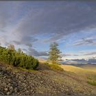 Ascetic mountain evening landscape