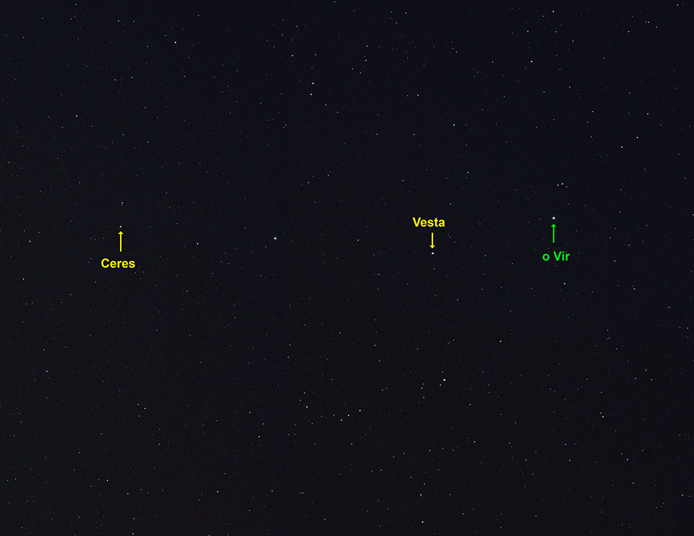 Asteroiden Ceres und Vesta im Sternbild Jungfrau