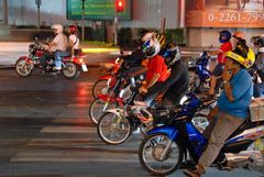 At an intersection on the Sukhumvit Road in Bangkok